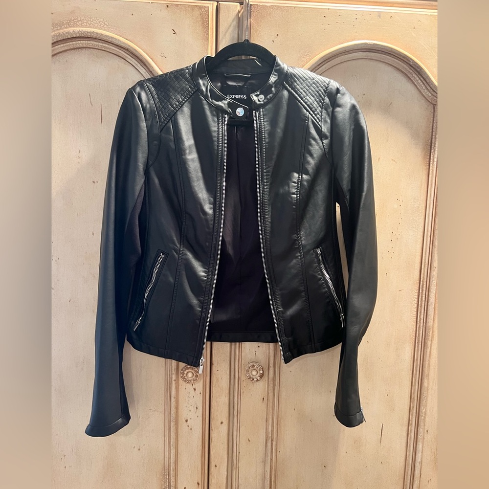 Black leather express jacket